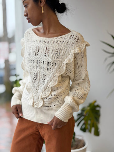 Sezane Aleyna Ivory Sweater, Small