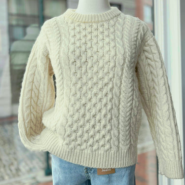 LL Bean Ivory Fishermans Knit Sweater as is , Small