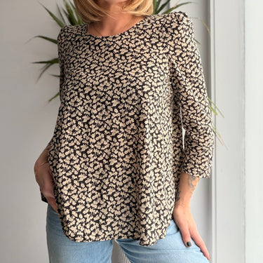 The Great Cotton Floral Print Blouse w/ Shoulder Pads, 1 / Small