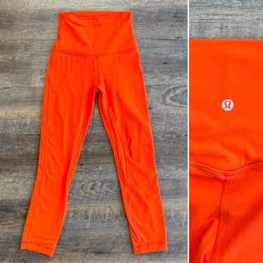 Lululemon Bright Orange Insulated Leggings, 0