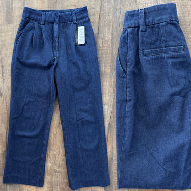 Favorite Daughter Dark Wash Pleated Trouser Pants, 6