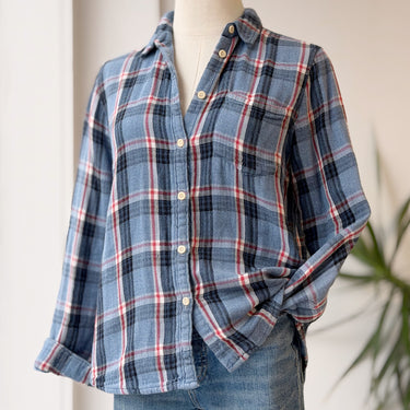 Madewell Blue Gauzy Plaid Button Up, Small