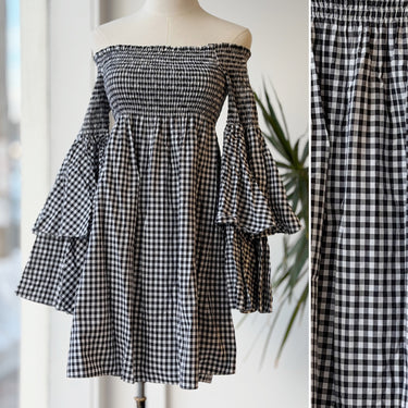 Caroline Constas Appolonia Black Check Dress, Medium