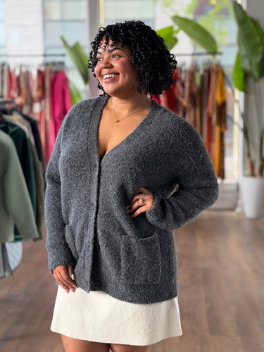 Jenni Kayne Boucle Cocoon Cardigan in Charcoal, XSmall
