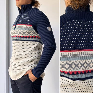 LL Bean Men's Fair Isle Half Zip Sweater, Large