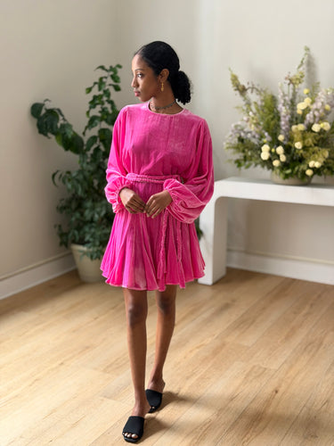 Rhode Ella Pink Velvet Dress, Small