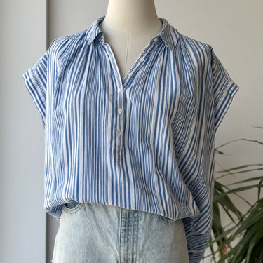 Nili Lotan Normandy Blue Stripe Blouse, XSmall