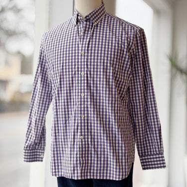 Todd Snyder Purple Gingham Button Up, Men's Large