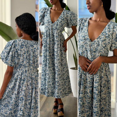 The Great The Gallery Dress in Light Sky Pressed Floral, 1 / Small