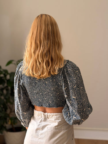 Doen AS IS Deer Pattern Smocked Crop Top, Medium