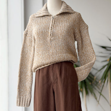 Naadam Chunky Heather Half Zip Sweater, XSmall