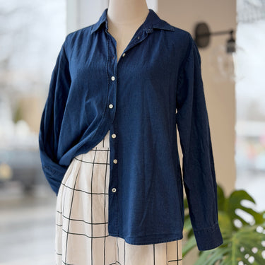 Hartford Indigo Button Up Shirt, 1/Small