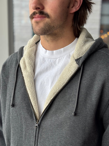 LL Bean Grey Lined Hooded Zip Up Sweatshirt, Men's Large
