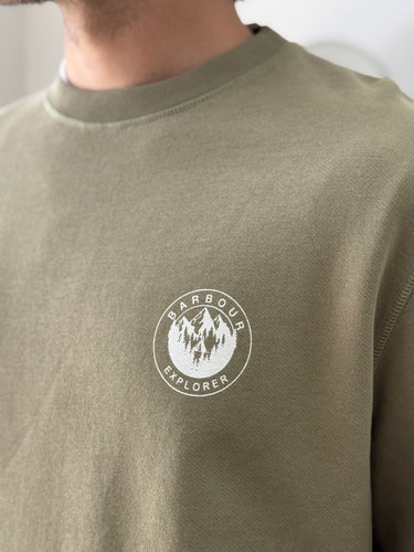 Barbour Green Explorer Crewneck Sweatshirt, Men's XXL