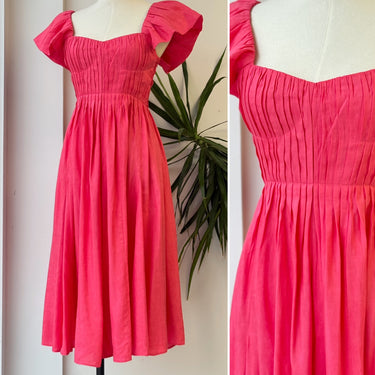La Ligne Flavia Hot Pink Linen Blend Dress, XSmall