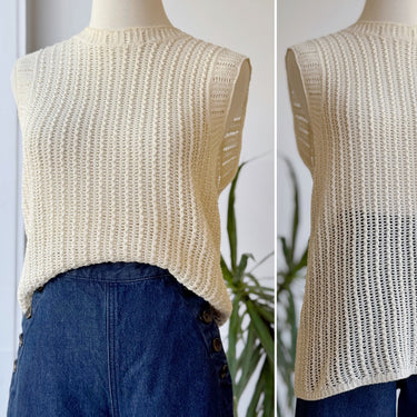 Rag & Bone Ivory Crew neck Knit Sleeveless Top , XSmall