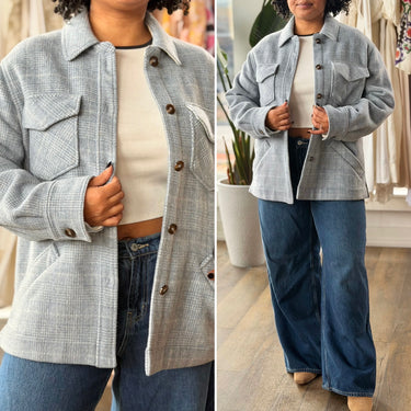 Reformation Giles Jacket in Blue Plaid, XLarge