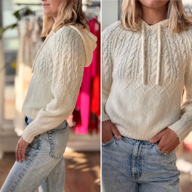 Guest In Residence Cloud Cable Knit Hoodie in Ecru, Small