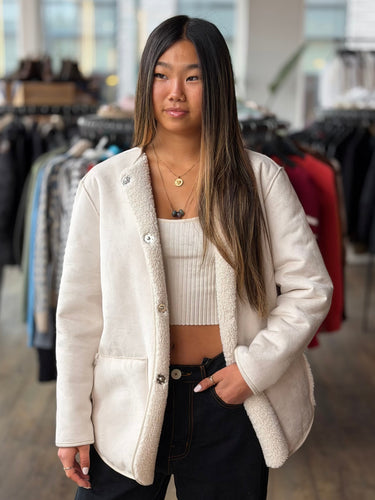 Xirena Sinclair Vegan Suede Belted Jacket in Ivory, XSmall