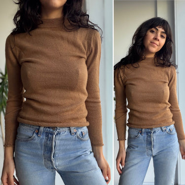 Han Starns Alpaca Mock Neck Camel Sweater, Small