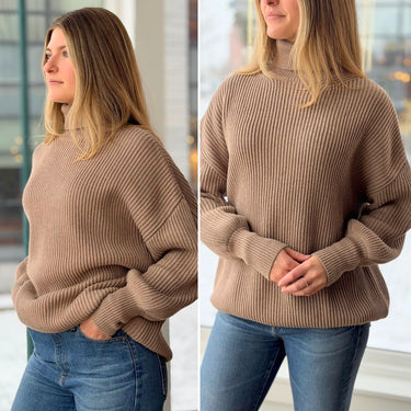 Apiece Apart Oat Oversized Ribbed Turtleneck Sweater, Medium
