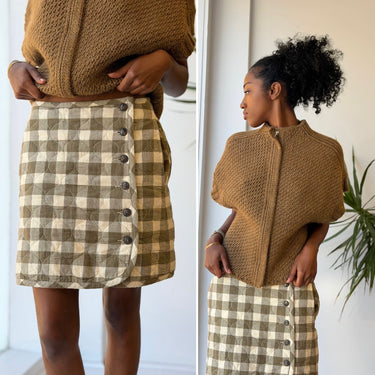 Madewell Sage Plaid Quilted Skirt, 0