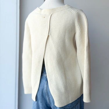 Cuyana Bateau Cream Wool Cashmere Rib Sweater, XSmall