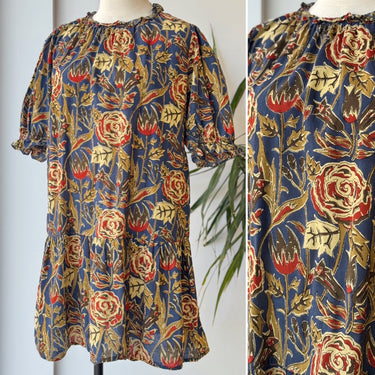 Velvet Rose Print Dress, XSmall