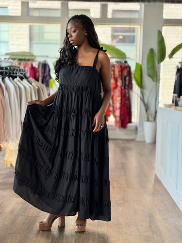 Dissh Black Tiered Maxi Dress, US 6