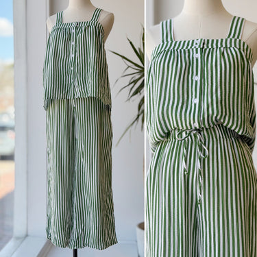 Lake Green & White Striped Lounge Set, Medium