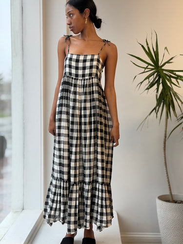 The Great ALTERED - The Dainty Dress in Black and Cream Gingham, XS/S
