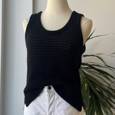 Madewell Black Crochet Knit Top, Medium