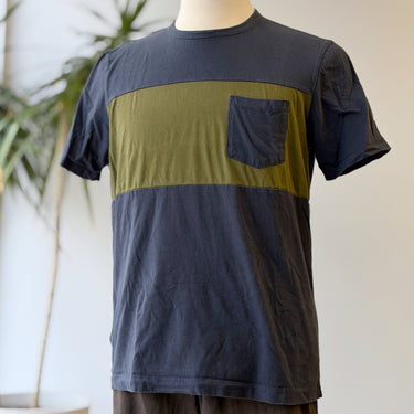 LL Bean Signature Navy & Green Short Sleeve Tee, Men's Medium