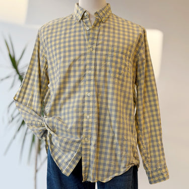 J.Crew Lightweight Cotton Yellow Plaid Button Down, Men's XLarge