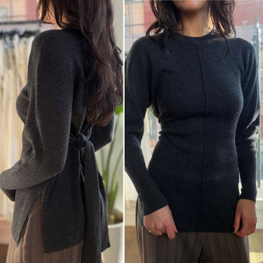 Naadam Charcoal Wrap Sweater, Small