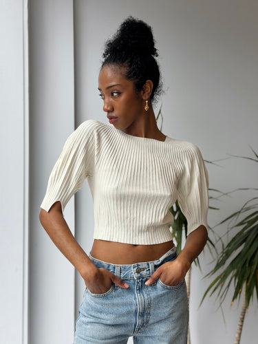 Favorite Daughter The Helen Crop Top in Ivory, XSmall