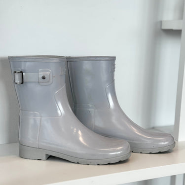 Hunter Slate Blue Ankle Rain Boots, US 7