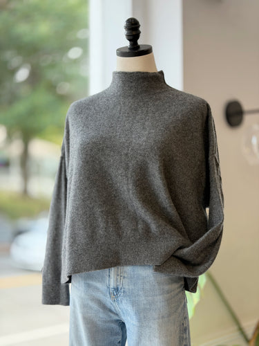Pilcro Charcoal Cashmere Mock Neck Sweater, Medium