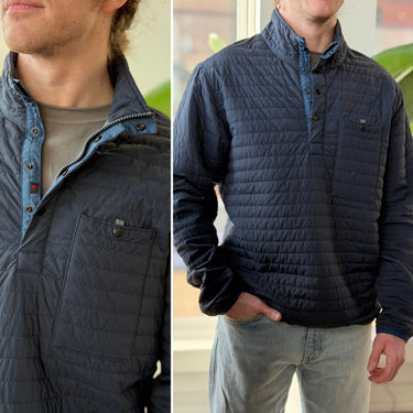 Relwen Navy Quilted Pullover Jacket, Men's Medium
