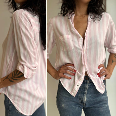Grayson Pink & White Striped Button Up - couple tiny marks, XSmall