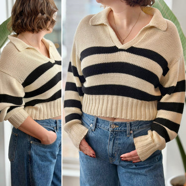 Ciao Lucia Venezia Black & Cream Polo Sweater, XSmall