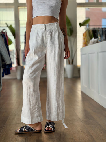 Reformation NWT Alex Cropped Linen Pants in White, 10