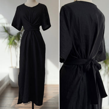 Rita Row Black Linen Susana Dress, Large