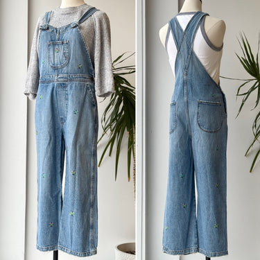 The Great Floral Embroidered Denim Overalls, 0 / Small