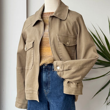 Rails  Denim Zip Up Jacket in Khaki, Medium