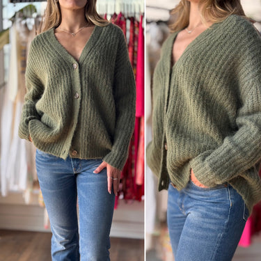 Jenni Kayne Alpaca Blend Cocoon Cardigan in Olive, Medium