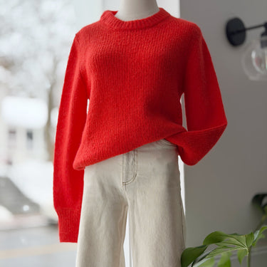 Eleven Six Red Alpaca Blend Crewneck Sweater, Medium