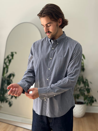 J.Crew Grey Slim Untucked Button Up, Men's XL