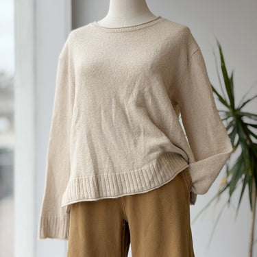 Pura Cashmere Ecru Cashmere Sweater - pilling, Medium