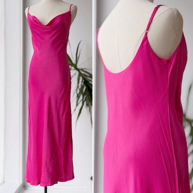 Wilfred Hot Pink Satin Midi Dress, Small